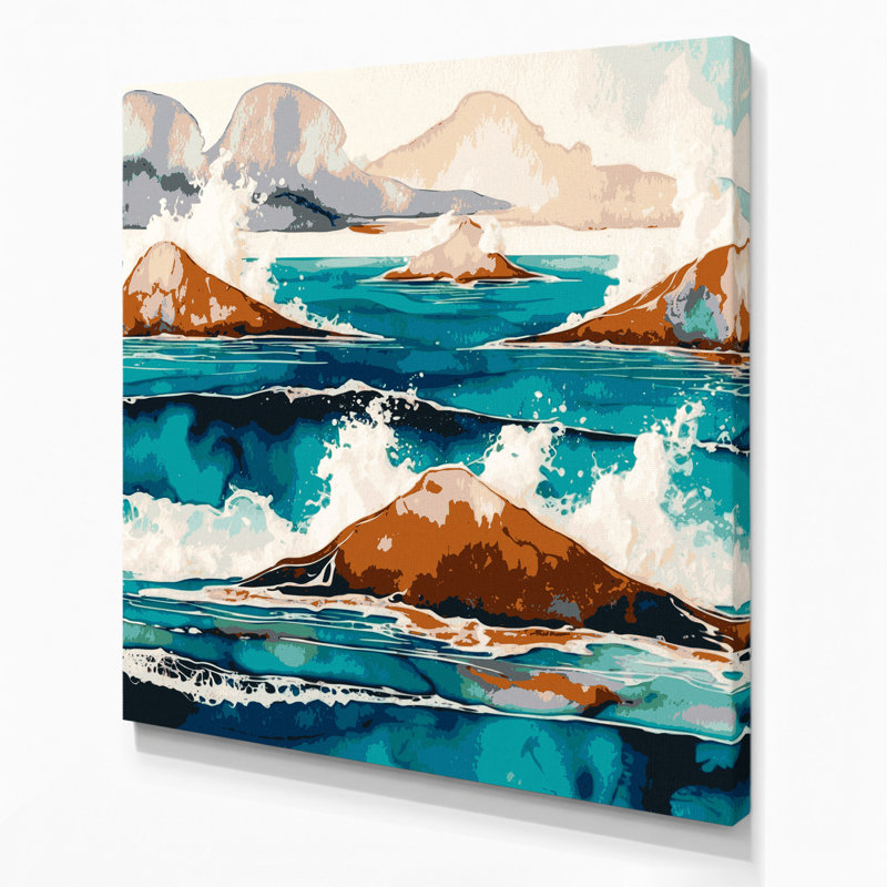 Art mural sur toile hawaïen, îles abstraites grises