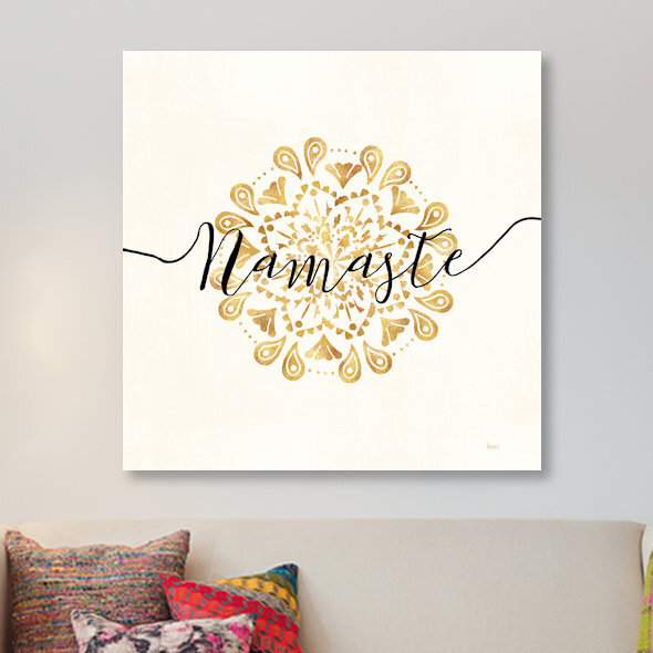 «Namaste I», art textuel sur toile tendue, H 12 po x l 12 po x P 0,75 po, Toile tendue, Pas de tapis