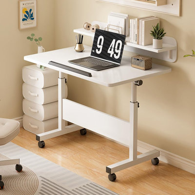 31.5"x15.7" Ergonomic Adjustable Height Standing Desk – Mobile Collapsible Perch Stand Workstation, Portable Rolling Laptop Computer Table for Home or Office, White