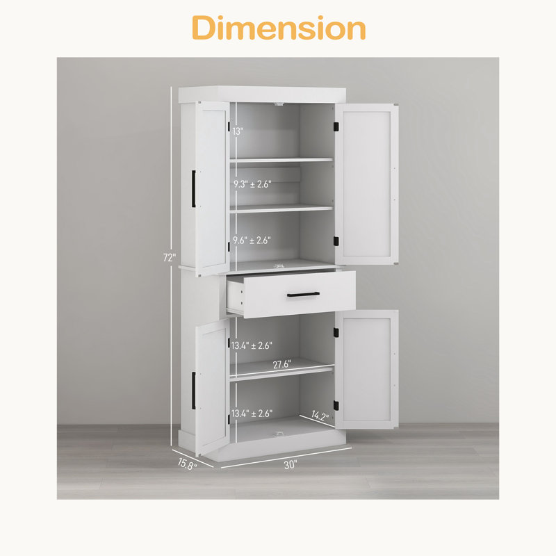 Kitchen Pantry Cabinet,Tall Kitchen Cabinet,With Drawer,5-Tier Shelf And Adjustable Shelves