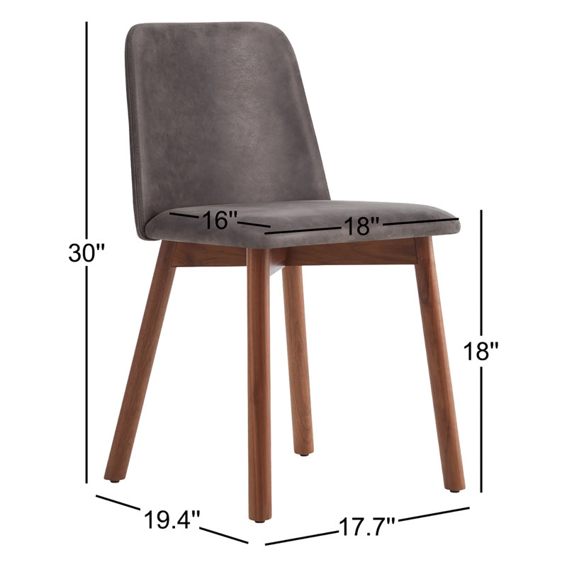 Chip Upholstered Dining Chair, Smoke, Slate Genuine Leather