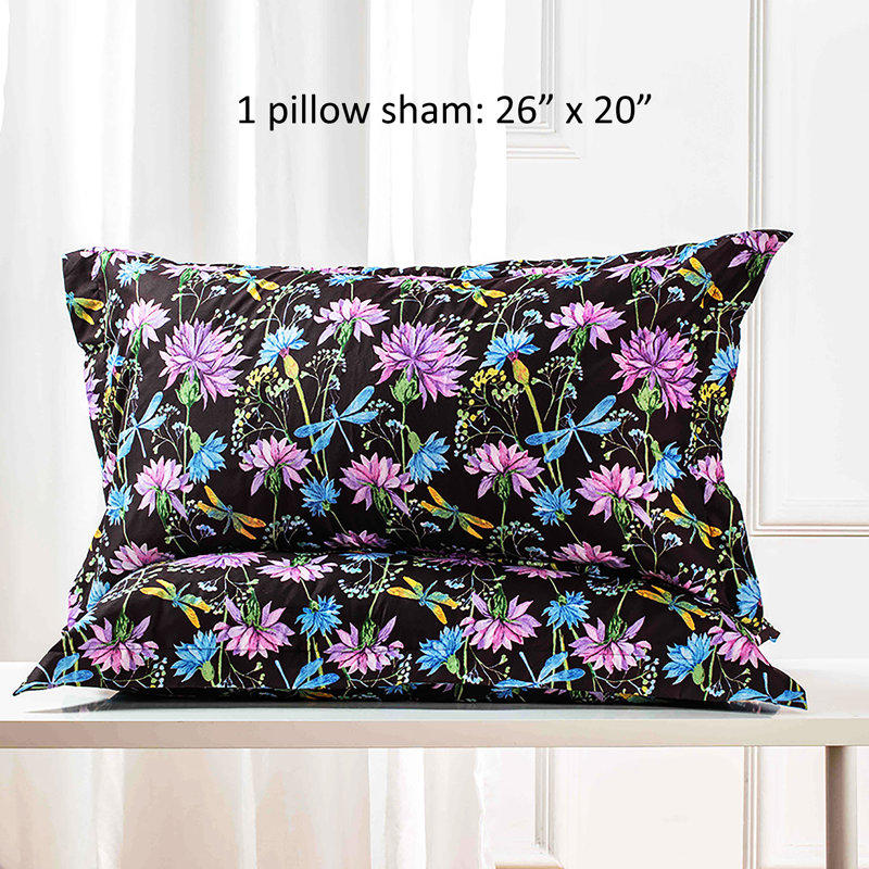  Ensemble de housse de couette réversible Floral, Housse simple et 1 taie décorative