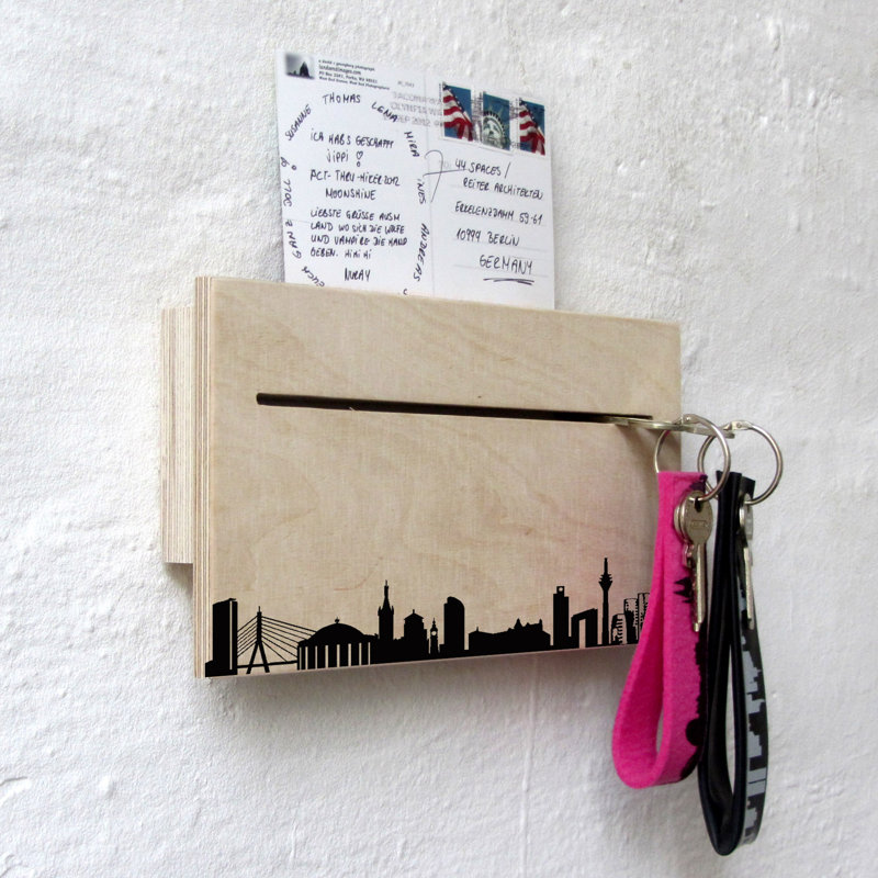 Solid Wood Wall Organizer with Key Hooks