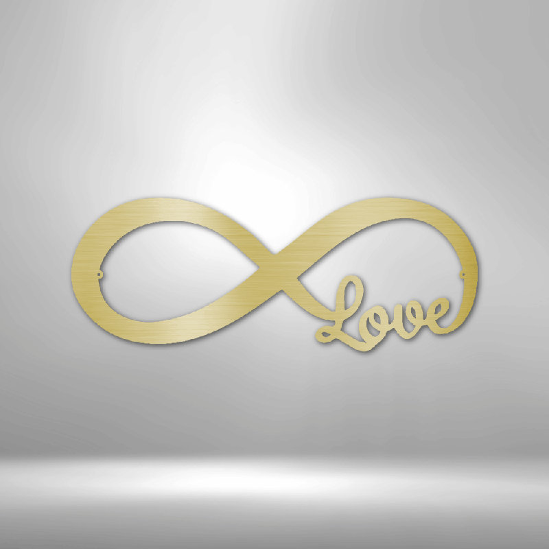 Signe en acier Infinite Love, Doré, H 14,25 po x l 14,5 po x P 0,5 po