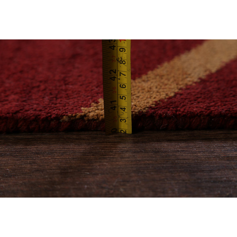 Tapis en laine rouge/bourgogne à la main gold oriental traditionnelle noué la Bunceton, Rectangle de 9 pi 11 po x 13 pi 9 po