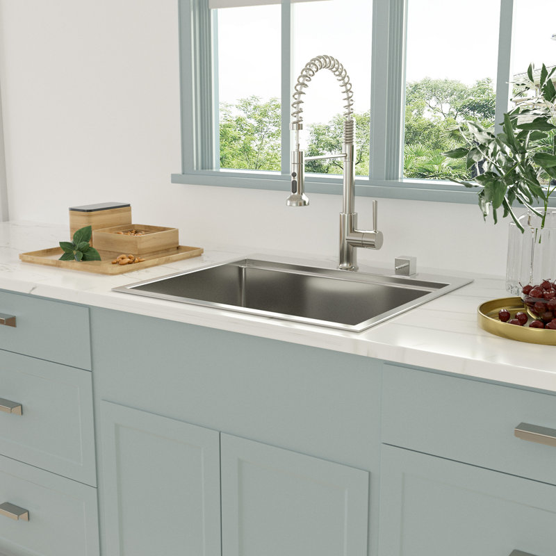 Évier de cuisine à cuve simple en acier inoxydable 304 de calibre 16 avec l 25 po x P 22 po avec planche à découper et passoire