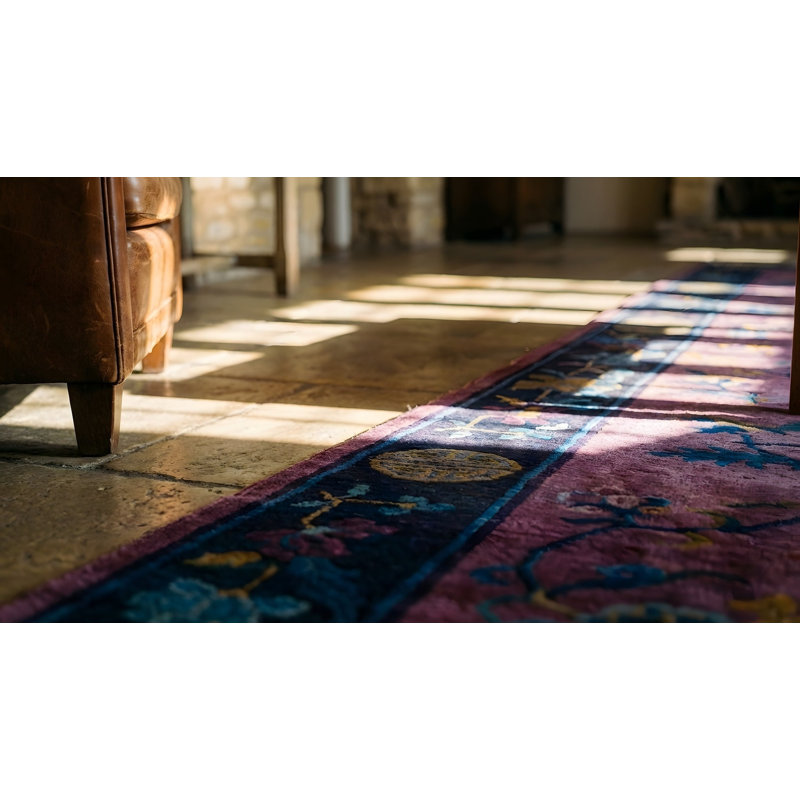 Antique Chinese - Art Deco Hallway Runner Wool Manchester Purple Rug