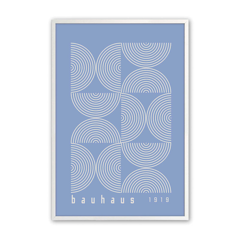 Blue Bauhaus Composition II, impression dans un cadre, Blanc opaque, H 21 po x l 17 po