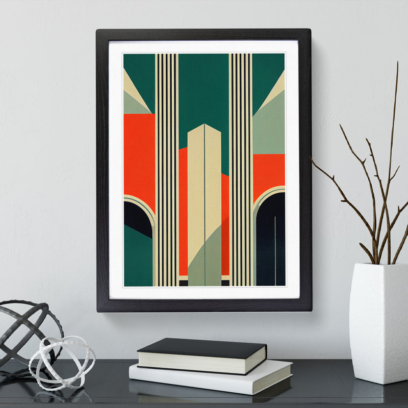 Art Deco Architecture No.3 Skyscraper - Single Picture Frame Print, Black Framed, 34cm H x 25cm W x 2cm D