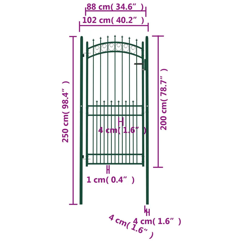 Nessie Metal Gate, 150cm H x 102cm W, Green