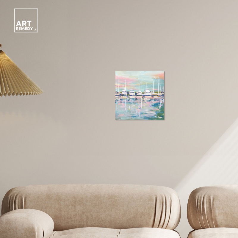 Coastal Dock Sailing Boats Canvas Wall Art, 12" x 12"