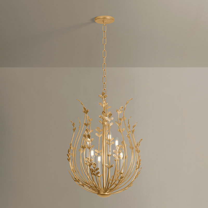 Troy Lighting Delmore 14.5 inch wide 3 Light Chandelier in Vintage Gold Leaf, 19.75" H x 14.5" W x 14.5" D, 6 Lights