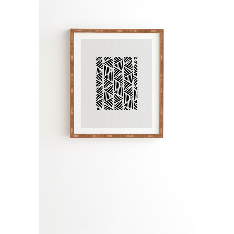 «Black and White Abstract I» par Orara Studio - impression d'art graphique, H 20 po x l 20 po x P 2 po, Armature en bambou