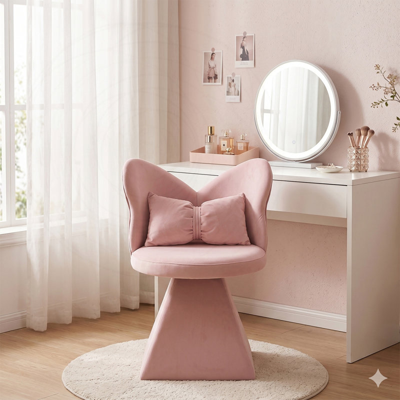 Fauteuil de coiffeuse pivotant avec dossier papillon