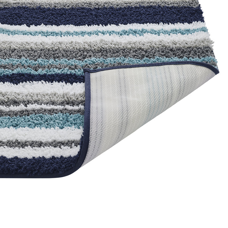 Griffie Non-Slip Bath Rug, Blue, 3 PCs Set (17" x 24" | 20" x 20" | 20" x 32")