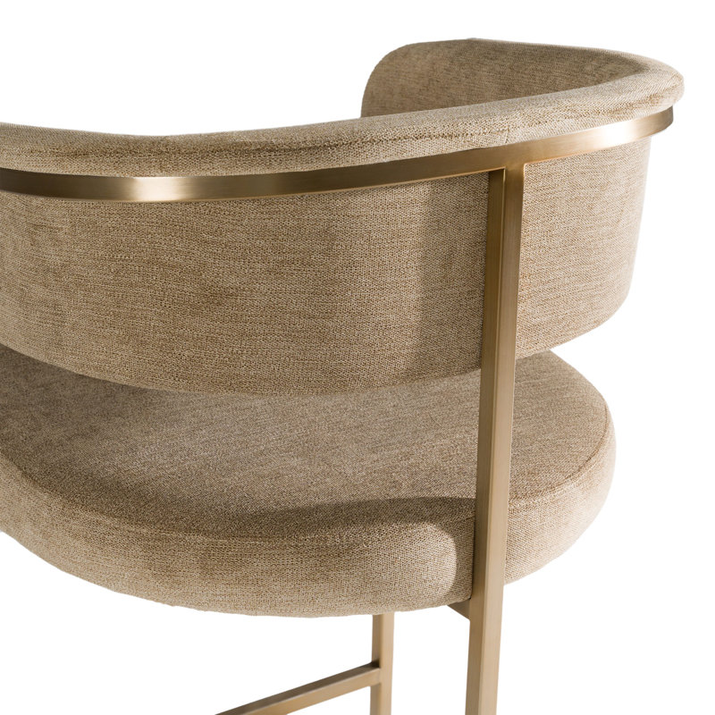 Sebastian - Modern Fabric + Counter Chair, Brown/Antique Brass
