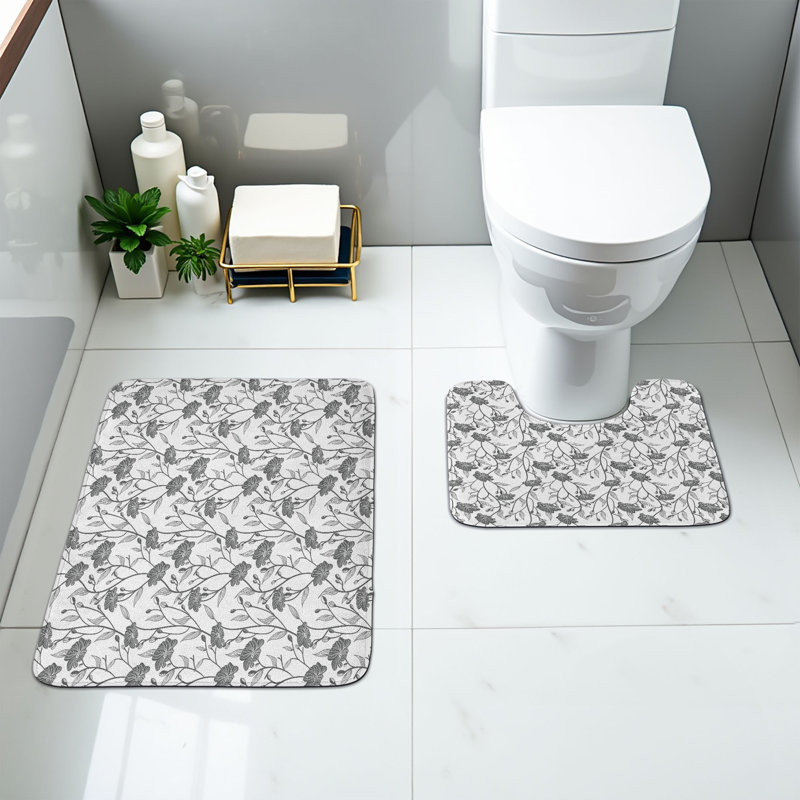  Ensemble de tapis de salle de bain gris 2 pièces
