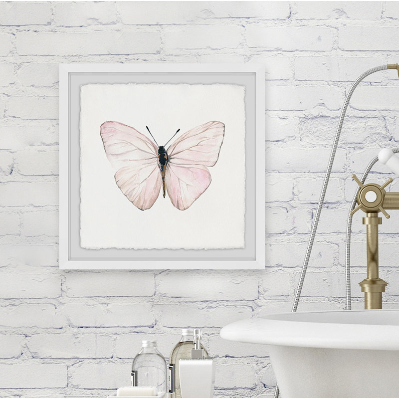 «Translucent Pink Wings» par Abdirazaq, reproduction d'aquarelle encadrée, H 12 po x l 12 po