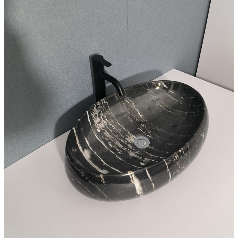 QieRao 16'' Marble Ceramic Oval Bathroom Sink