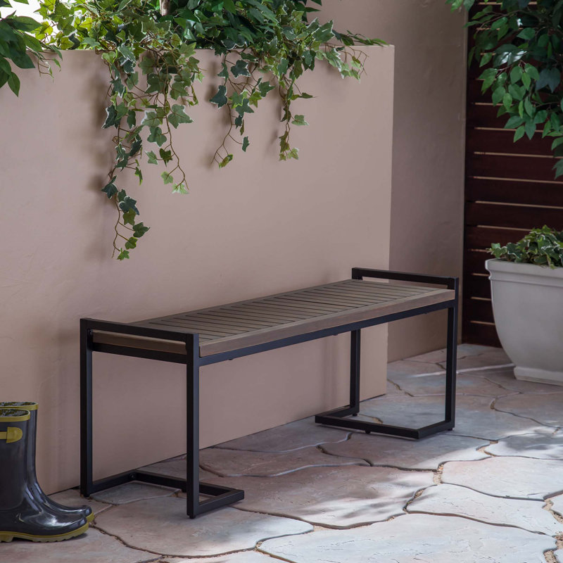 Banc industriel en bois, Gris