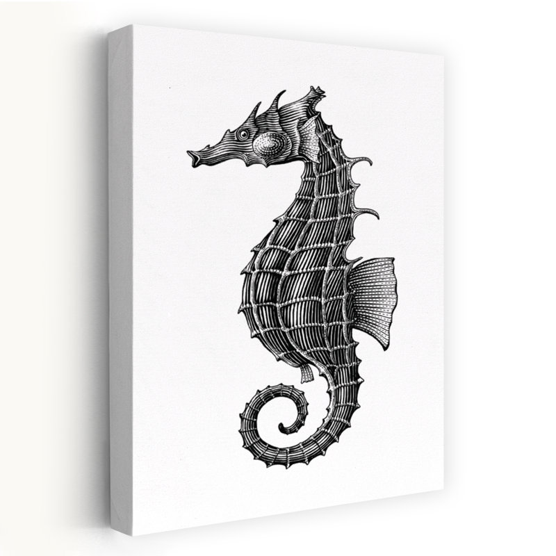 «Graceful Seahorse», dessin abstrait, hippocampe, art mural côtier, H 60 po x l 40 po