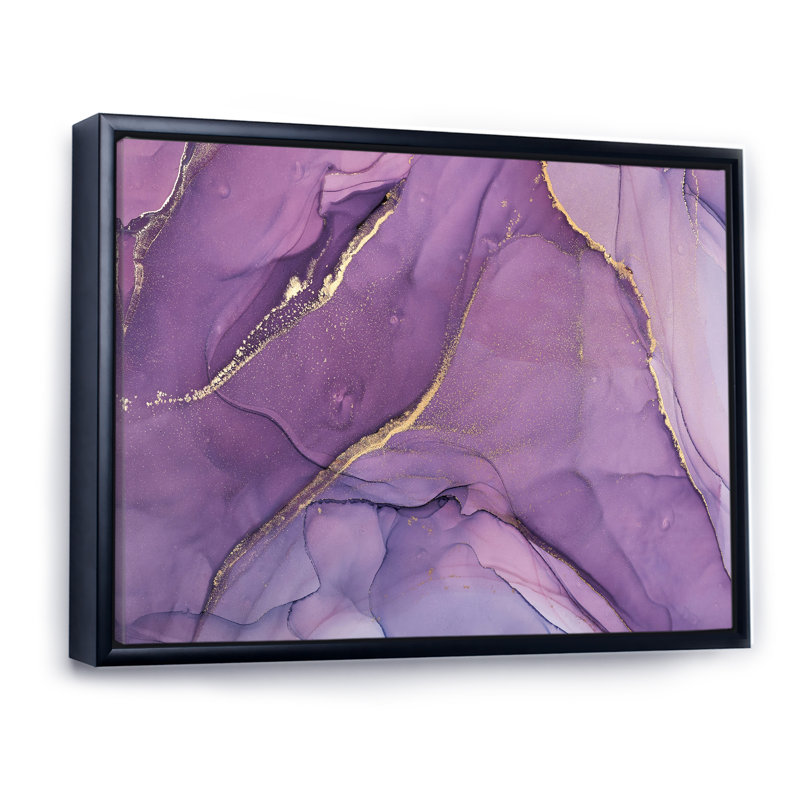 Mauve liquide vagues II - peinture sur toile, H 24 po x l 32 po x P 1 po, Cadre flottant noir