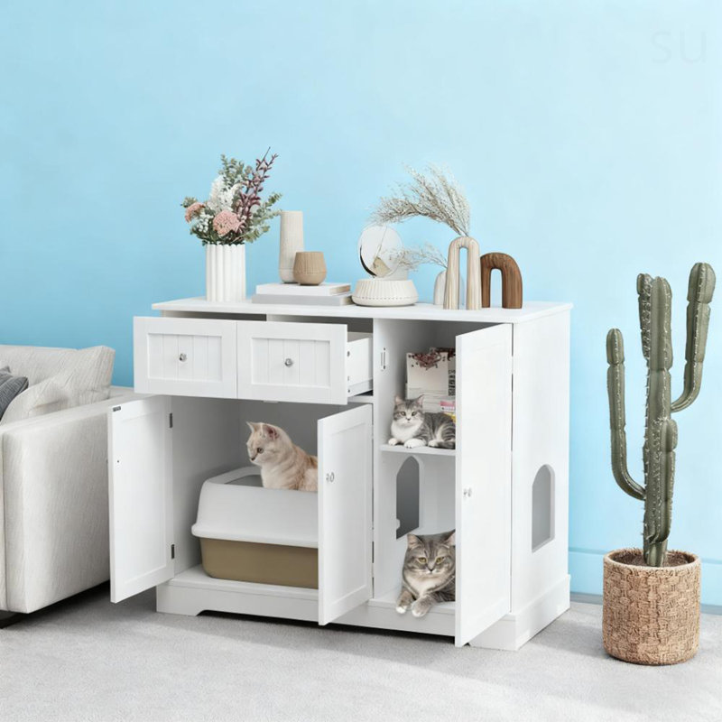 Enceinte de litière pour chat 39 "x 18" x 31,5 avec tiroirs