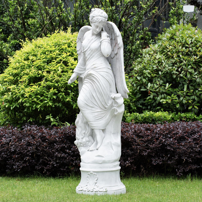 Statue de jardin 73,62 "Anges et chérubins avec base piédestal
