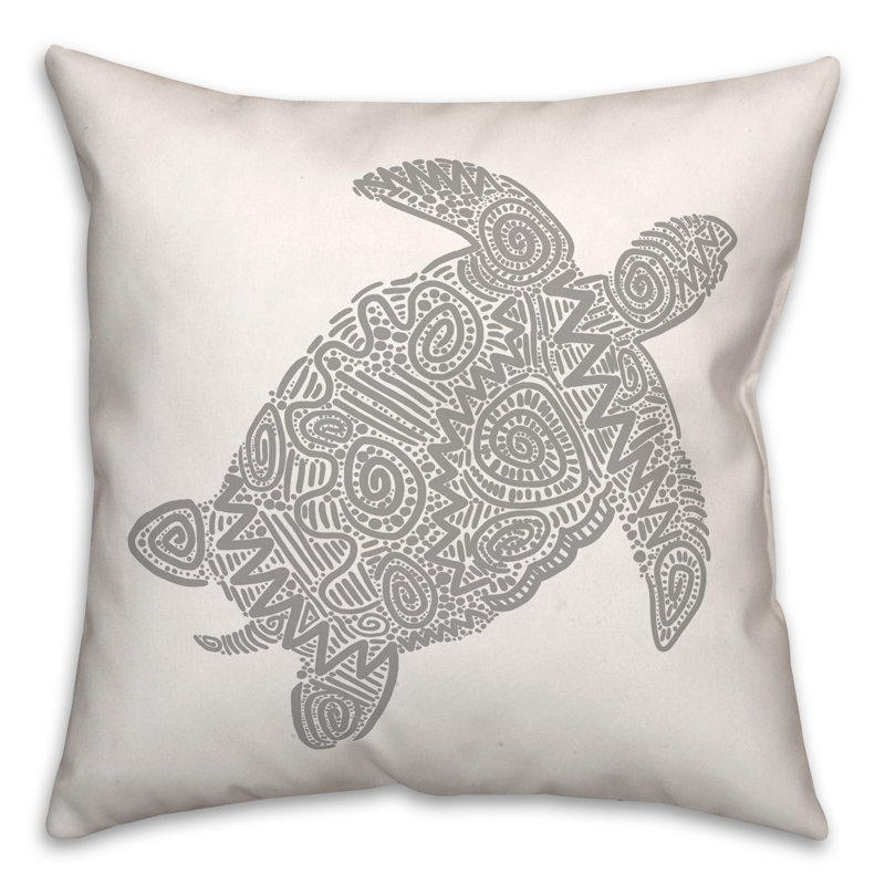  Housse et insert de coussin carré Sea Turtle, Gris