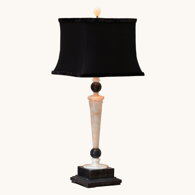Cream And Black Marble Table Lamp