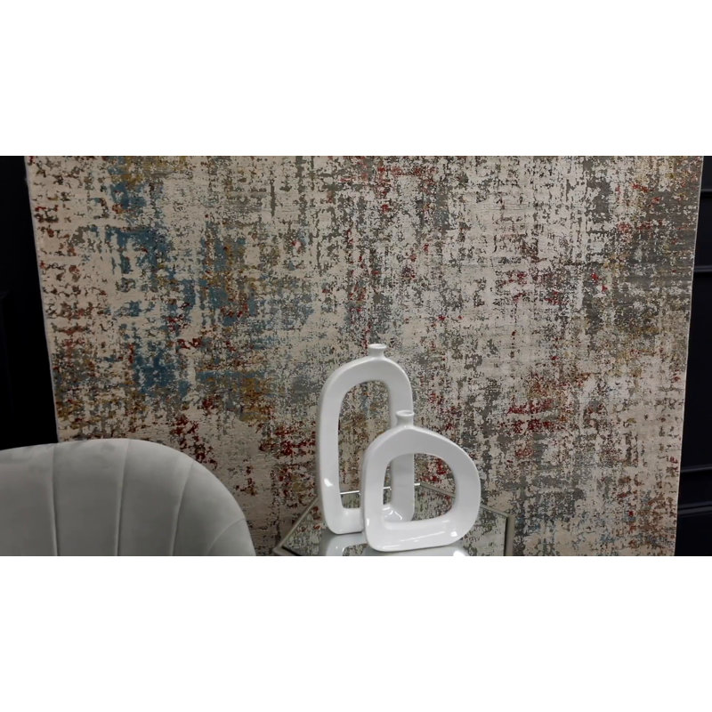 Marseille Multi-Color Abstract Wool Silk Small Area Rug