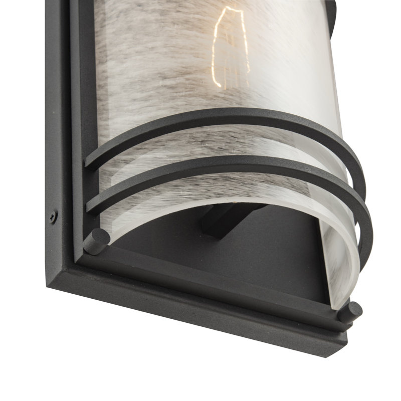 Keswick - Applique murale d'extérieur - Finition noire - Abat-jour en verre blanc Swearl, Une lumière