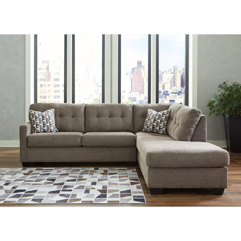 Jasmen Upholstered L-Shaped Sectional, Right Hand Facing, Chocolate 100% Polyester