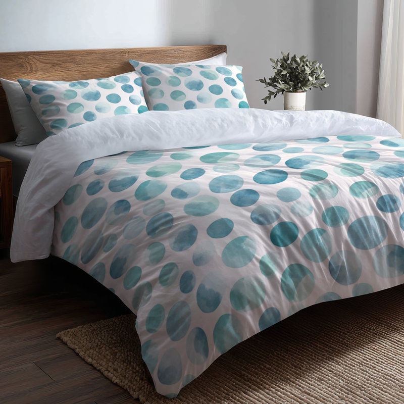 Ensemble de literie à motif géométrique 3 pièces - Ensemble de housse de couette sauge bleu Coastal