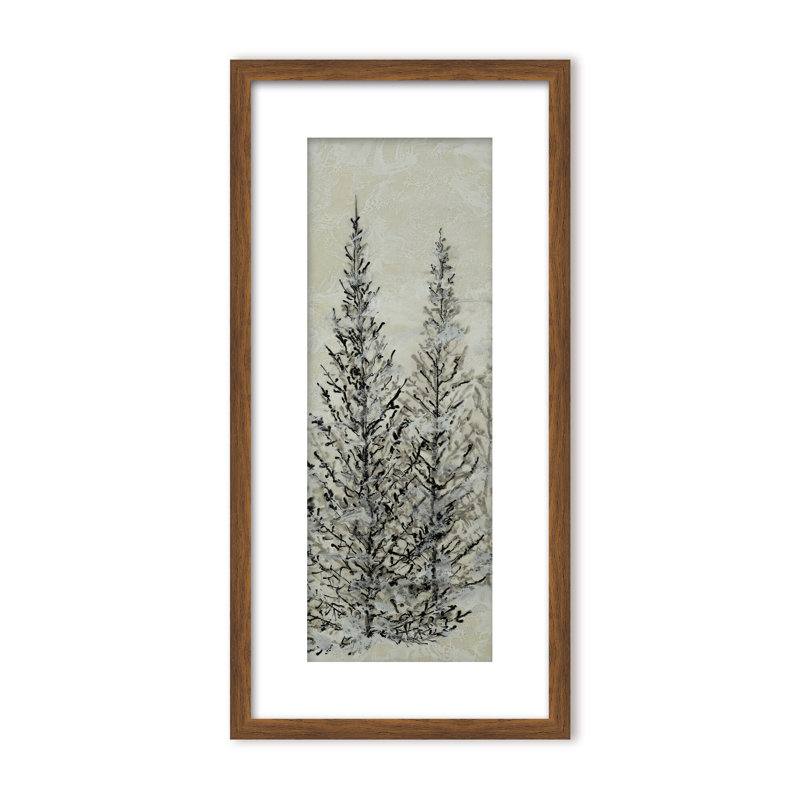 Nature Inspired "Silent Pines" Canvas Wall Art By , 24" H x 12" W x 1.125" D, Framed Matted Print, White
