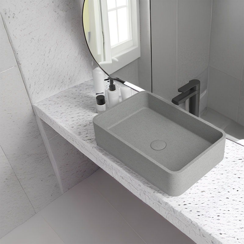 MONSFEST 12.8'' Concrete Rectangular Bathroom Sink