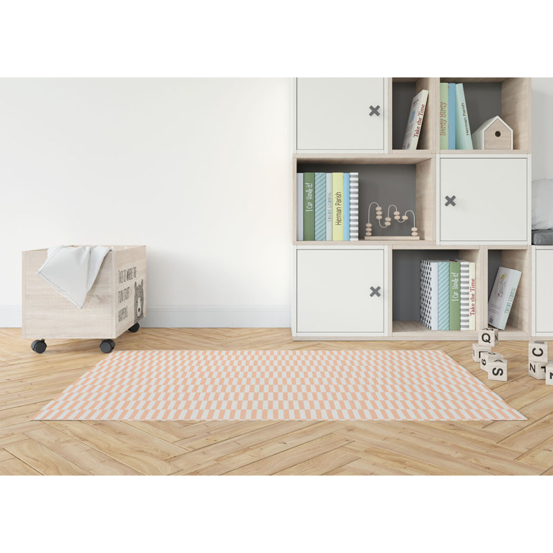 Off Stripe Kids Play Mat, Rectangle 3' x 5', Peach/Orange