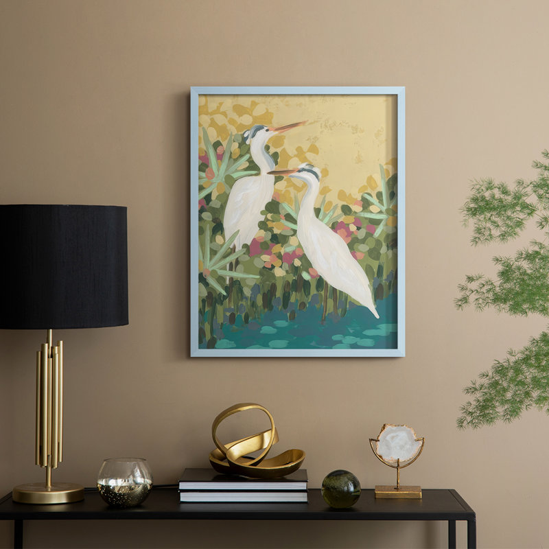 Heron Lagoon I, reproduction encadrée - bois massif, H 11 po x l 9 po, Bleu