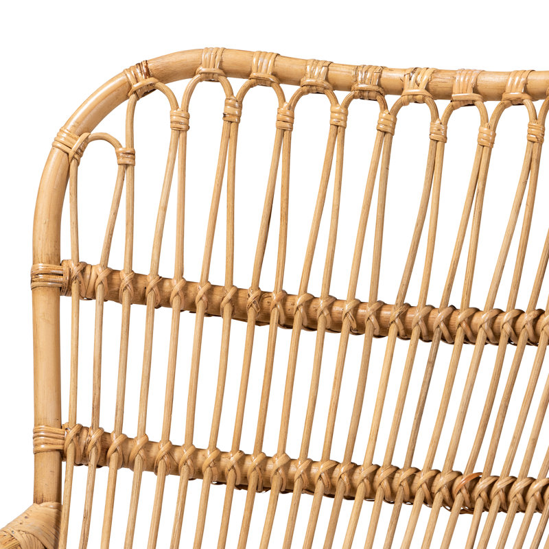 Handcrafted Natural Rattan Bohemian Accent Chair with Curved Backrest