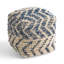 Pouf en laine et coton Alina, naturel et bleu (SEULEMENT UN OTTOMAN)