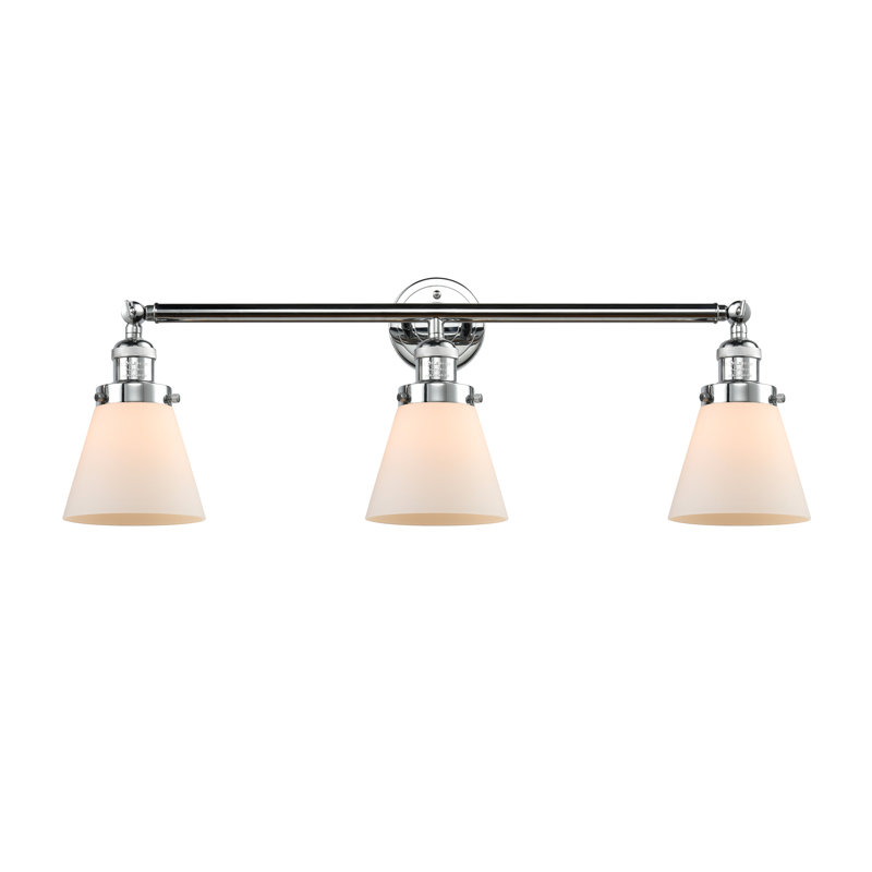 Andrews 3 - Light Dimmable Vanity Light, Matte White, Polished Chrome, 6 Watt Vinage LED Bulb