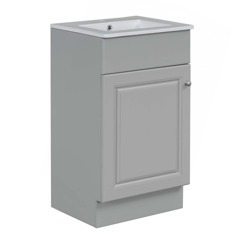 Meuble-lavabo 18 po avec lavabo, meuble-lavabo avec tablette de porte et tablette réglable, Gris