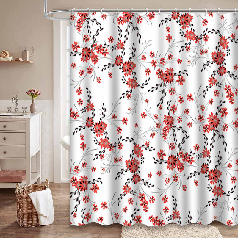 Rideau de douche imperméable à motif floral avec 12 crochets, L 72 po x l 72 po