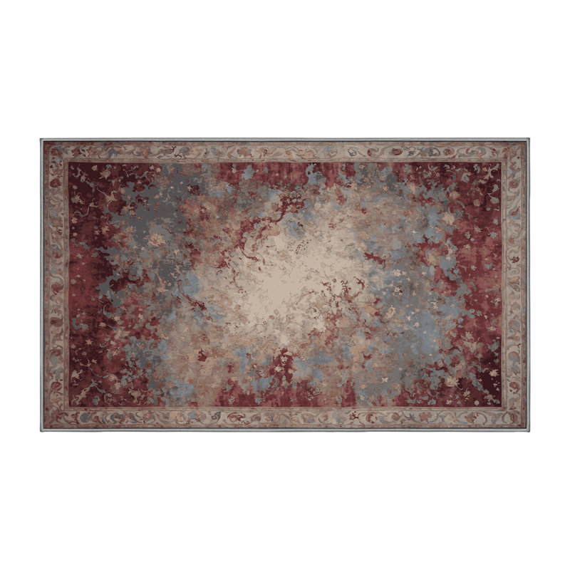 Machine Washable Gray Area Rug, Rectangle 4' x 6'