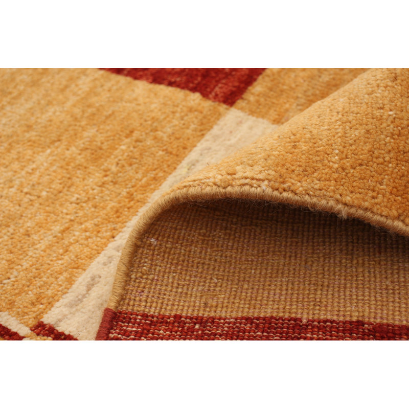 Tapis de la surface en laine pour l’or/rouge 4 pi x 6 pi à main one-of-kind-noué la 2010 Aerika