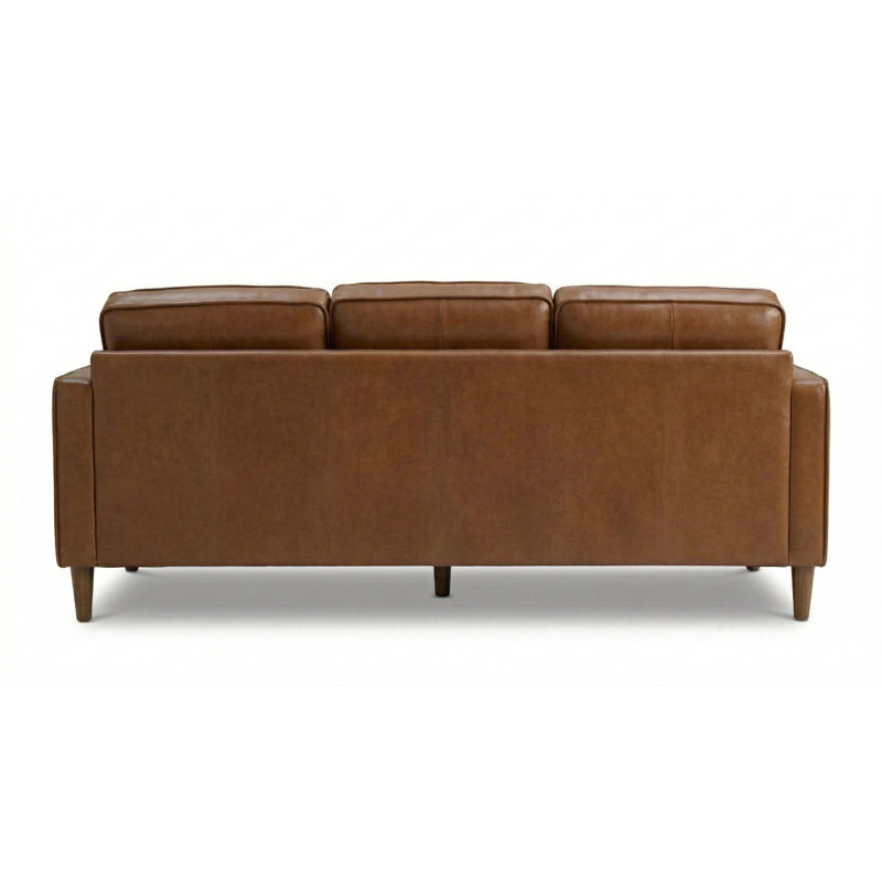 Armonni Upholstered 79'' Sofa, Chestnut Brown Genuine Leather