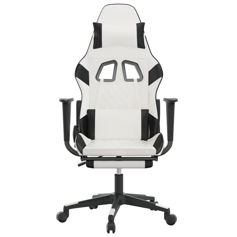 Fauteuil de massage avec repose-pieds, Blanc / noir