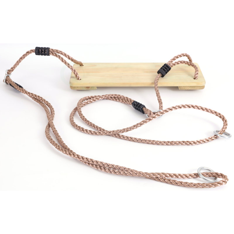 Natural Wood Outdoor Tree Swing with Adjustable Ropes