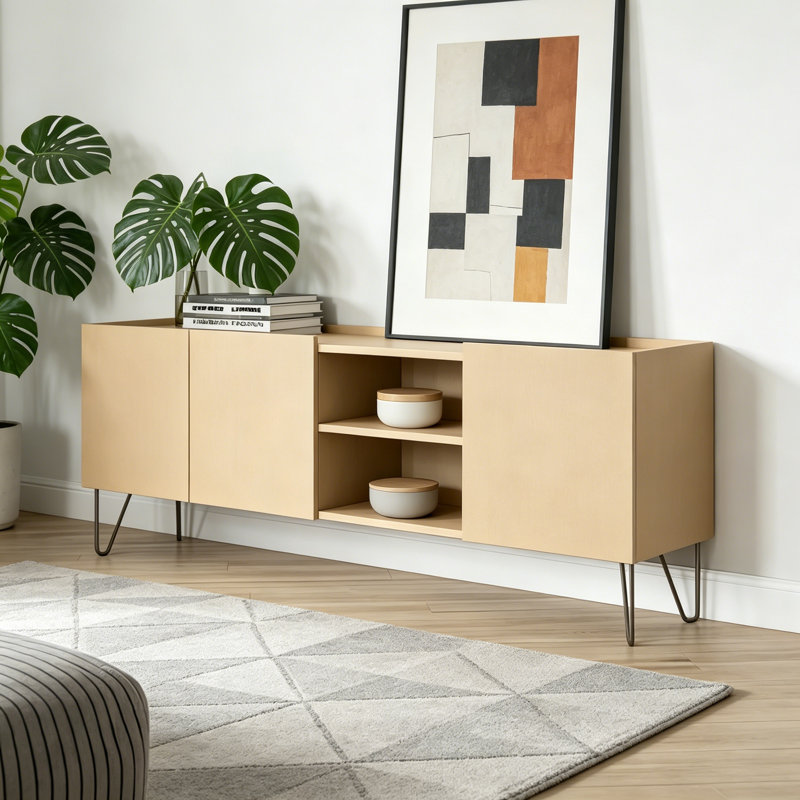 Meuble télé italien avec rangement minimaliste, Kaki