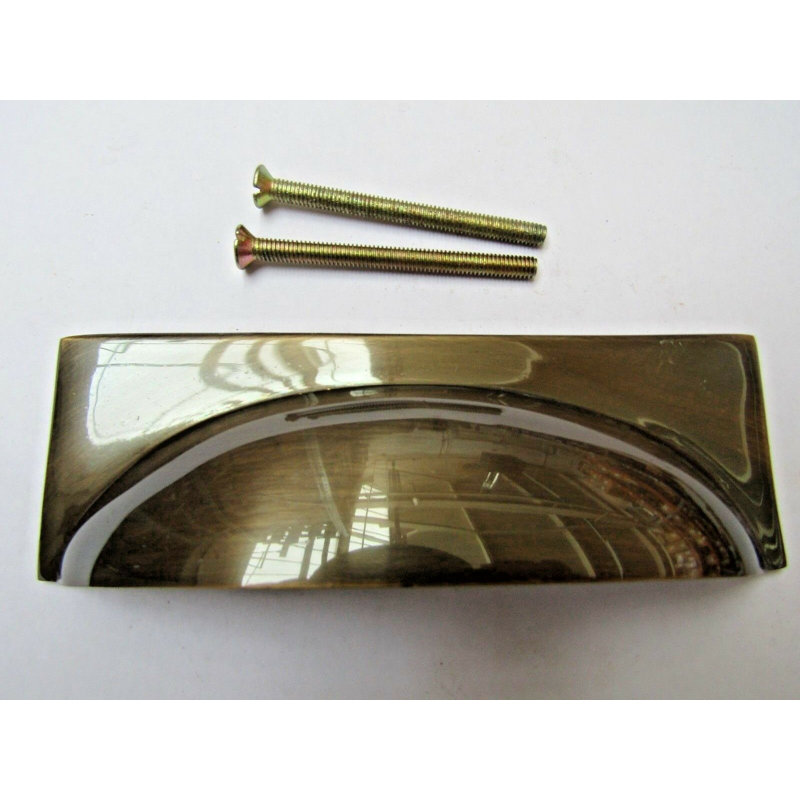 Rear Fix Rectangular Cup Pull Polished Chrome, 90mm, Antique Brass
